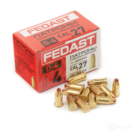 Монтажный патрон калибра Д-4 (6,8х18 мм, 100 шт/уп, красный) FEDAST