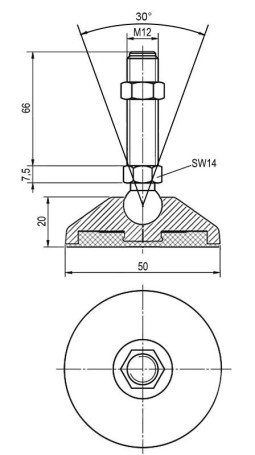 Регулируемая нескользящая опора M16x100 до 900 кг Алтервиа A00024.11108016100