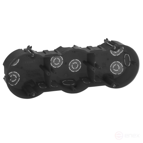 KUP ERA Installation Box-3-70-45 black 3-seater 212x70x45mm for hollow walls self-tapping screws metal feet IP20