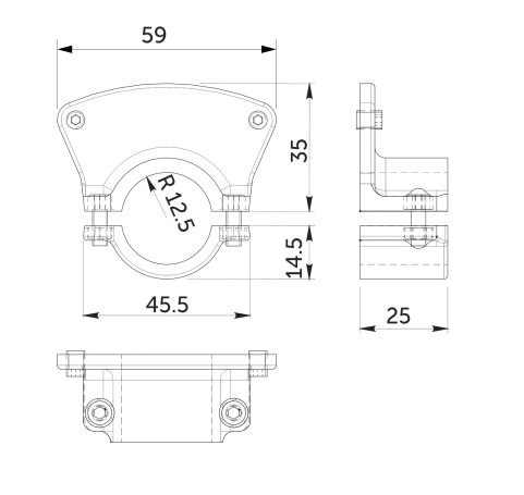 Держатель полки к трубе d25 (595) односторонний, вакуум AKS