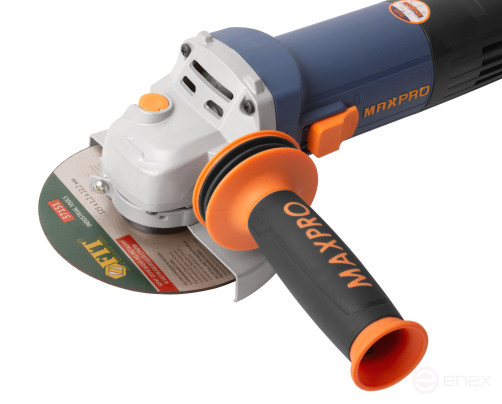 MAX-PRO Шлифмашина угловая 1200 Вт; 11500 об/мин; защитный кожух 125 мм; антивибрационная ручка; дополнительные щетки; 2,2 кг; кор.