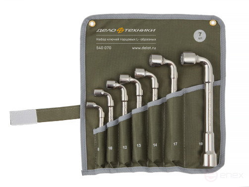 A set of end-mounted L -shaped through keys - 7 pcs. (8,10,12,13,14,17,19 mm) tetron tablet.
