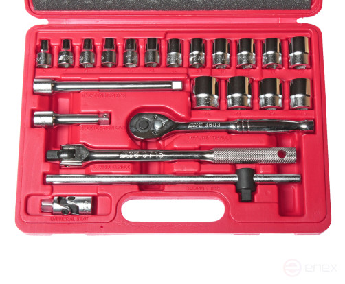 Набор головок торцевых 3/8" 6-ти гранных 6-22мм 22 предмета в кейсе JTC