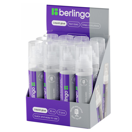 Berlingo stationery glue, with a flat silicone applicator, 30 ml