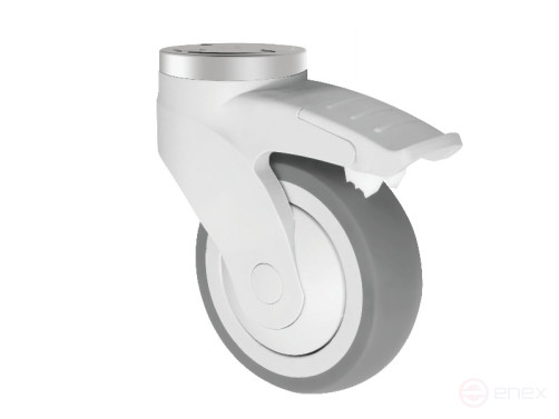 Колесная опора для мебели и дизайна д.75 мм под болт М10 c тормозом