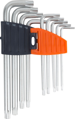 Keys "asterisks" 9 pcs. CrV T10-T50, long, in a plastic holder, Professional