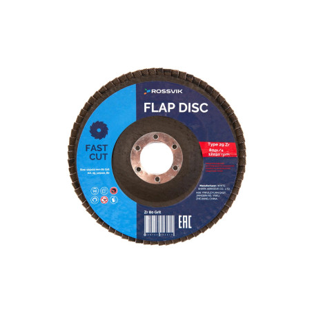 Grinding wheel petal ROSSVIK 125*22mm 80 Grit. Type 29, Zr, 80m/s, 12250rpm