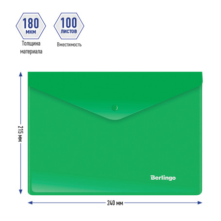 Envelope folder on the Berlingo button, A5+, 180 microns, green