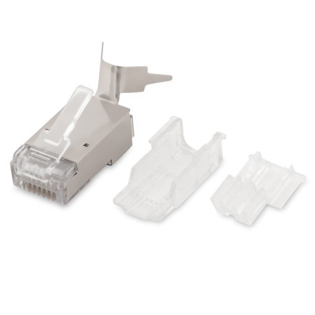 PLUG-8P8C-UV-C6A-SH-50 RJ-45(8P8C) twisted pair connector, 10Gb category 6A (50 µ"/ 50 micro-inches), shielded, universal (for single-core and multi-core cable), with insert (50 pcs)