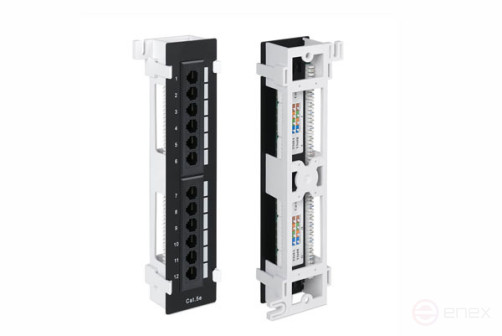 Патч-панель Ripo (Рипо) настенная, 12 портов, Cat.5e (Класс D), 100МГц, RJ45/8P8C, 110, T568A/B,