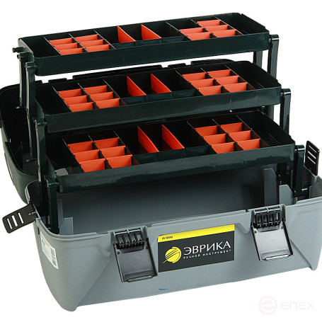 Ящик универсальный ER-10343 с 3 кантилеверами и 2 органайзерами на крышке 550х280х310 мм ЭВРИКА /1/3