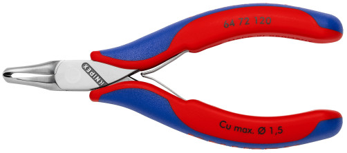 Wire cutters end. for electronics, narrow small. chamfer under 35 °, spring, cut: provol. soft. Ø 1.5 mm, L-120 mm, 2-K handles