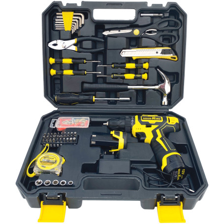 Tool Kit 104 items with screw driver Replaceable battery, 12V, 30 Nm, 2 BATTERIES GOODKING ESH-1202104