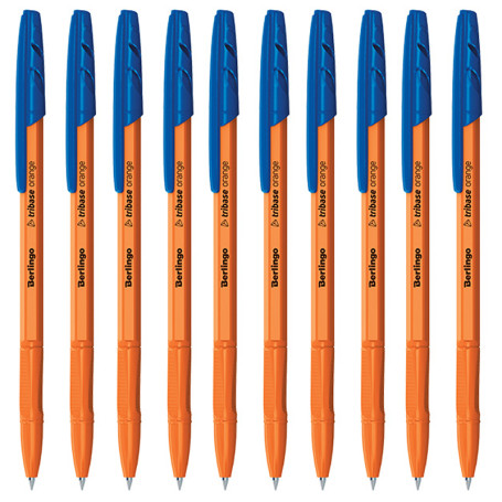 Berlingo "Tribase" ballpoint pen set, 10 pcs., blue, 0.7 mm, package with European weight
