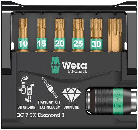 Bit-Check 7 TX Diamond 1 set of bits with bit holder, diamond coating, 7 items