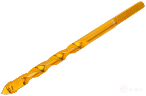 Сверло универсальное по кафелю, стеклу, керамограниту, бетону, кирпичу, трехгранный хвостовик, 6 х 100 мм