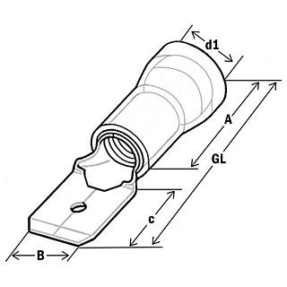 Штекер плоский, термоусадочный 0,25-1,5/6,3x0,8 (упак.100шт)