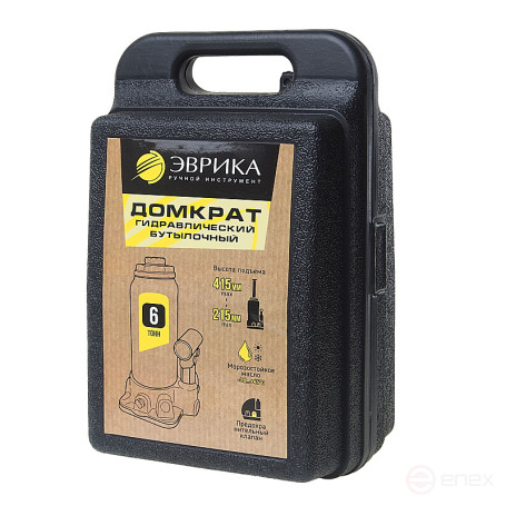Hydraulic jack ER-80062S bottle with 6t valve, repair kit (lifting height 215-415mm) in EUREKA case /1/5