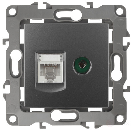 Розетка ЭРА Серия 12 12-3110-12 комбинированная RJ45+TV IP20 графит