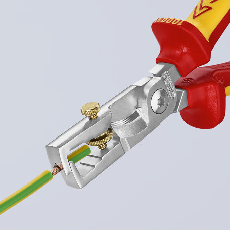 KNIPEX StriX® стриппер-кабелерез 2-в-1 для одно/много/тонкожил. кабеля VDE, рез: кабель Ø 15 мм,зачистка:Ø 5 мм,L-180 мм,хром,2-к ручки,страх. крепл.