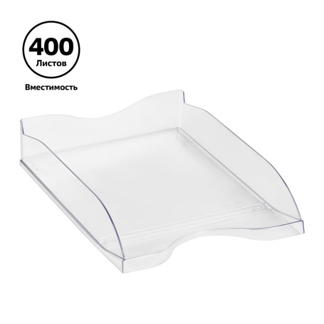 Лоток для бумаг горизонтальный СТАММ "Тропик", прозрачный