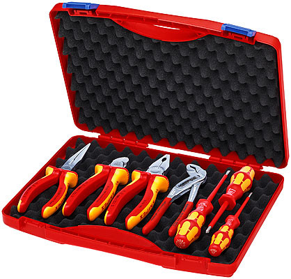 RED Electro 2 Suitcase with plastic VDE tool, 7 items, package contents: KN-0306180, KN-2616200, KN-7006160, KN-8803180, WE-006100/115/152