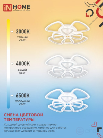 ELEGANT SANSA-W 120W 230V 3000-6500K LED Lamp 650x650x130mm with remote control white IN HOME