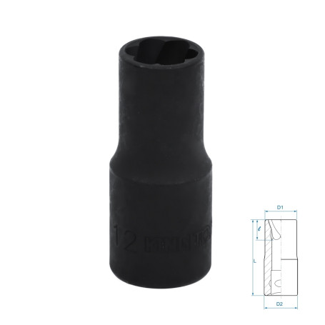 Head for damaged fasteners 1/2", 12 mm KING TONY 9TD403-12M