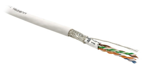 SFUTP4-C6-P26-IN-LSZH-GY-500 (500 m) Twisted pair cable, shielded SF/UTP, category 6, 4 pairs (26 AWG), stranded (patch), foil + copper braid shield, LSZH, grey