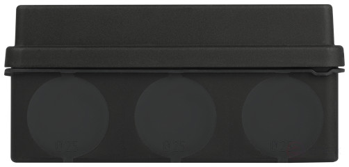 Soldering box ERA KOR-150-110-70- 11g-2MP-B two-component HF UV resistant 150x110x70mm Black Direct mounting IP67