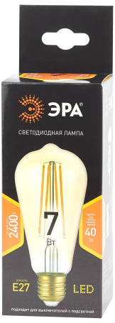 LED lamp ERA F-LED ST64-7W-824-E27 gold 7W filament golden warm white light E27