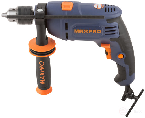 MAX-PRO Дрель ударная 710 Вт; 0-2800 об/мин; ключевой патрон 1,5-13 мм; 1,7 кг; антивибрационная ручка; резиновые вставки; кор.