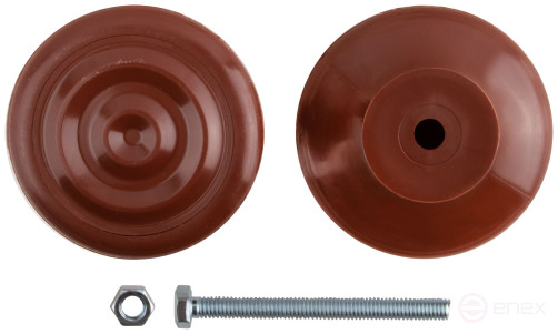 Door handle-button, plastic, brown