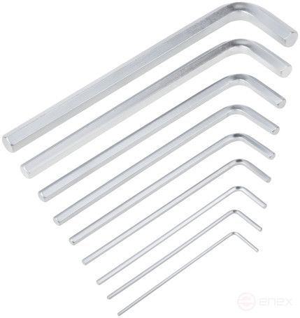 Ключи шестигранные, CrV сталь , 9 шт., 1,5-10 мм, длинные, в пластиковом держателе