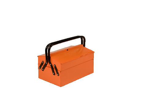 Metal tool box with 3 compartments and lockable 270 mm x 210 mm x 335 mm