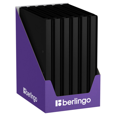 Папка с зажимом Berlingo "Soft Touch", 17 мм, 700 мкм, черная, с внутр. карманом