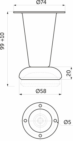 Опора меб. мет. D-780 h100 с регул. хром AKS