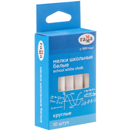 School crayons Gamma, white, 10 pcs., soft, round, cardboard packaging, European weight