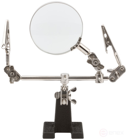 Зажим для пайки с лупой ( Пост монтажный "3-я рука") 62 мм - 3Х