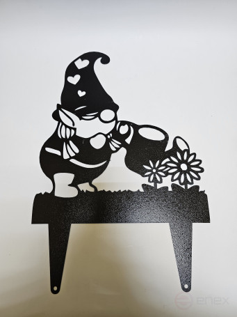 Large garden figurine "Gnome with watering can and flowers"
