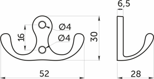 Крючок меб. двухрожковый мет. WP19 хром AKS