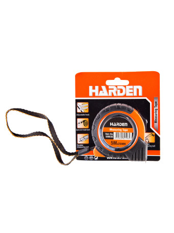 Measuring tape measure with impact-resistant rubberized housing, 5 m. X 25 mm. // HARDEN