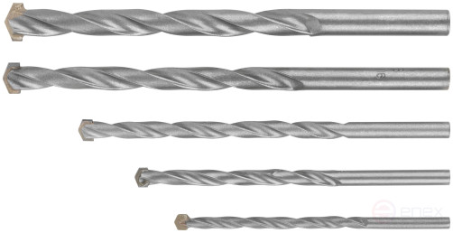 Набор сверл победитовых ударных, цилиндрический хвостовик, 5 шт. (4-5-6-8-10 мм)