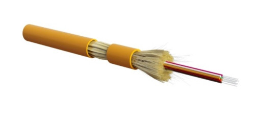 FO-DT-IN-50-24- HFLTx-OR Fiber optic cable 50/125 (OM2) multimode, 24 fibers, dense buffer coating (tight buffer), for internal laying, HFLTx, -40°C – +70°C, orange