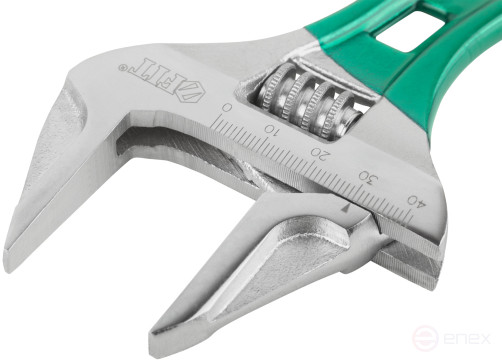 Adjustable "Smart" wrench, CrV, shortened, narrow jaws, scale, extra magnification.Grip 155 mm (43 mm)