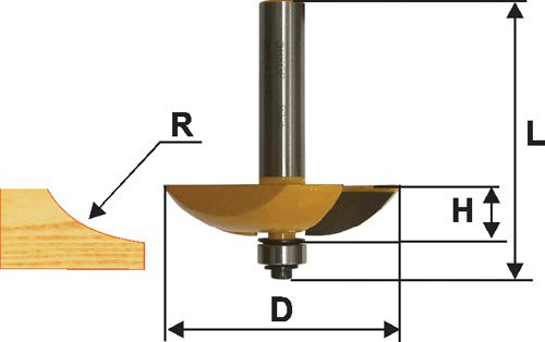 Horizontal figureline milling cutter F51X13 mm, shank 12 mm