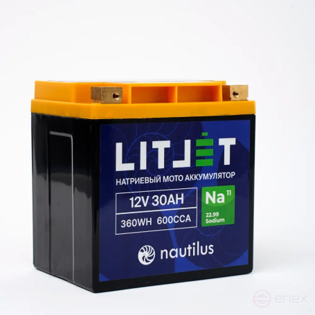Sodium Starter Motorcycle Battery LITJET Na+ 12V 30Ah 360Wh 600CCA YT24 R+