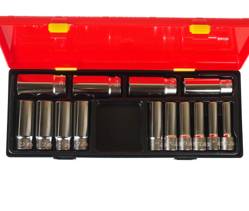 Набор головок торцевых глубоких 6-гранных 1/2" 10-32мм (в кейсе) 14шт JTC /1
