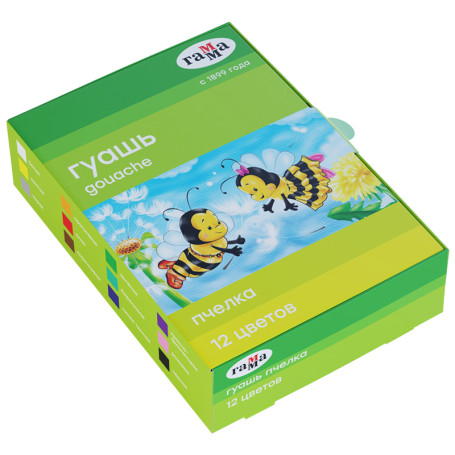 Gouache Gamma "Bee", 12 colors, 20ml, cardboard. packaging