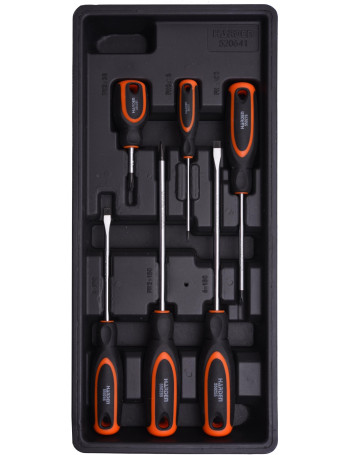 Set of 6 professional screwdrivers PH2x38, PH0x75, PH1x100, PH2x150, SL5x100, SL6x150 CRV // HARDEN